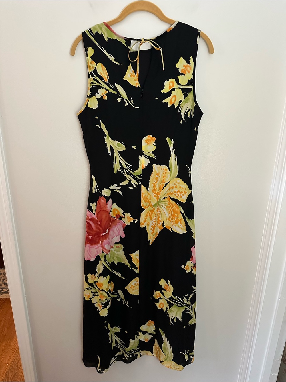 Talbot’s Silk Floral Midi Dress Black Size 10 EUC - Picture 7 of 11